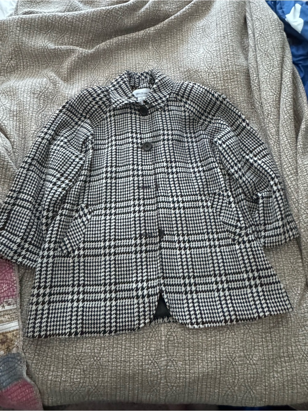 Plus Size Woman’s Black & White Houndstooth Pea Coat